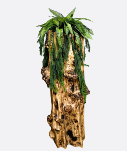 Ozdobny Gruby Pień Brzozy z Dekoracją ze Sztucznych Roślin